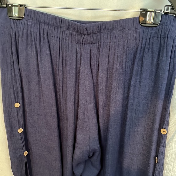 Picadilly Canada Womens Lightweight Summer White Shirt Navy Pant Set Size L - Picture 7 of 12